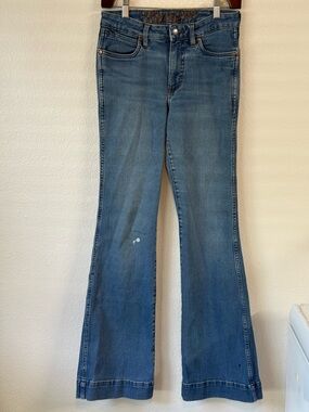 Wrangler Retro Women's Bootcut Jeans Blue Size 27x34 Kick Flare Western Bohemian